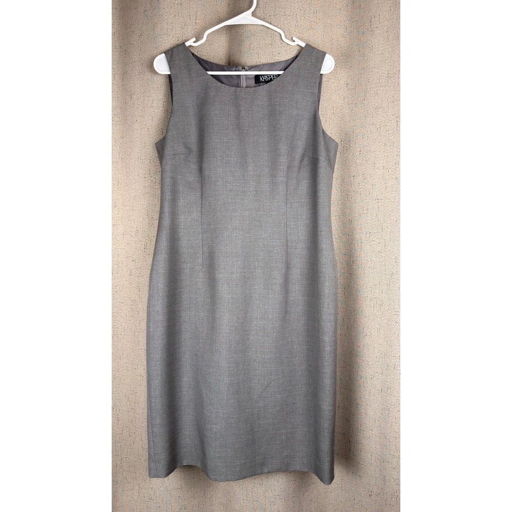 Kasper Sheath Dress Women 10 Grey Excellent Sleeveless Professional Workwear
